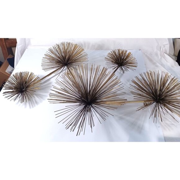 Curtis C Jere MCM Brass Wall Art Sculpture Atomic Pom Pom Urchin Gold Starburst - Picture 7 of 13